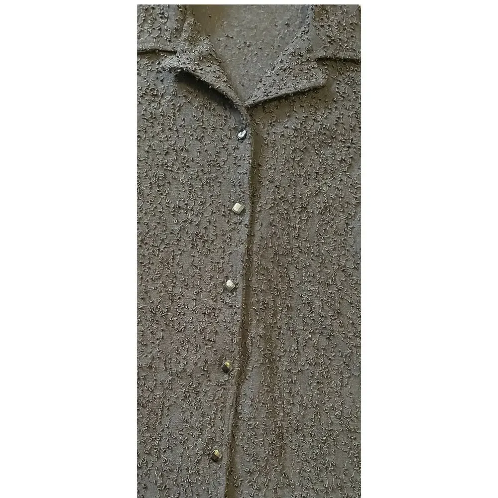 Front Street Womens Large Button Up Cardigan Black Collar Diamond Shape Button - Picture 5 of 11